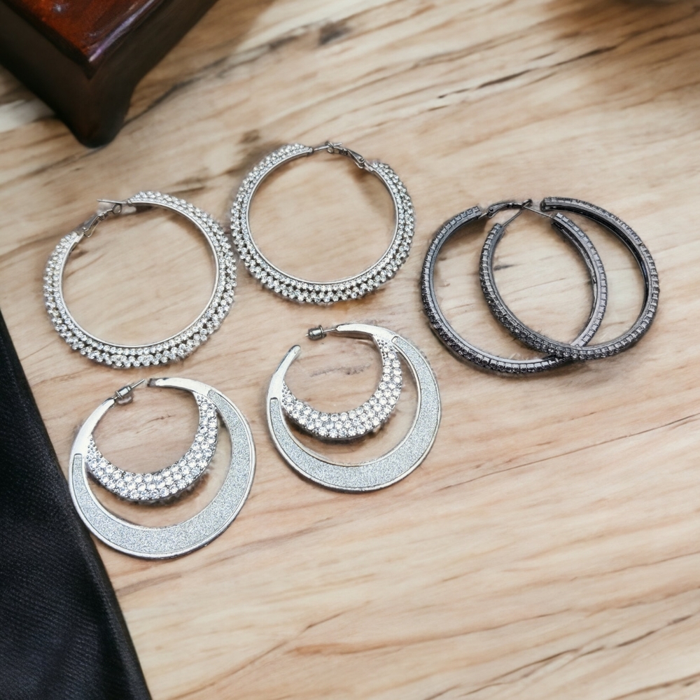 Huge vintage 80s sparkling hoop earrings